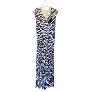 Chico's Striped Slit Maxi Dress Blue White Size 1 US 8 Medium